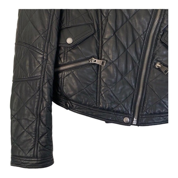 COPY - Burberry Quilted Leather Moto Jacket In Black Medium - Picture 4 of 11